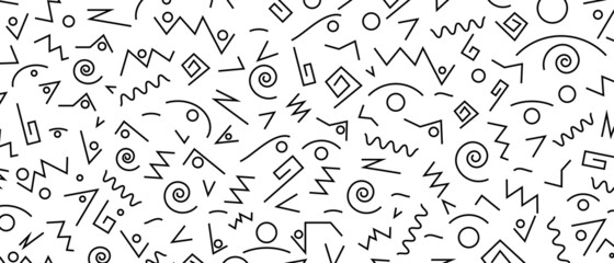 Abstract halftone background. Design of a pattern of geometric shapes. a pattern of circles, arcs, spirals and zigzags. The texture of textiles, stationery, tableware. Vector illustration.