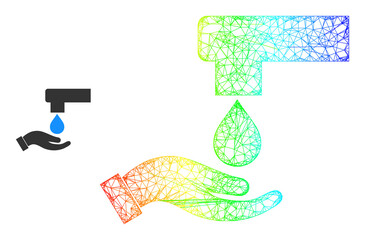 Net mesh hand washing model icon with rainbow gradient. Colored frame mesh hand washing icon. Flat model created from hand washing symbol and crossed lines.