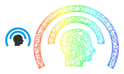 Net mesh Psi waves frame icon with rainbow gradient. Colored frame net Psi waves icon. Flat frame created from Psi waves pictogram and crossing lines.