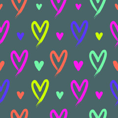 Abstract seamless hearts pattern. Valentines day repeat print. Romantic wrapping paper. Repeated love ornament.