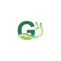 Letter G Icon with floral logo design template illustration