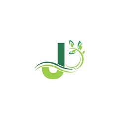 Letter J Icon with floral logo design template illustration