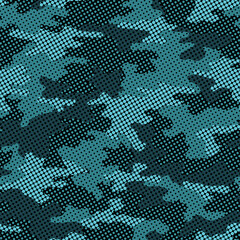 Fototapeta premium Full seamless military camouflage skin halftone dotted pattern vector for decor and textile. Ornamental pointed army masking design for hunting textile fabric print and wallpaper. Design for trendy fa