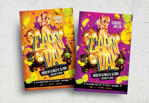 Mardi Gras Carnival Party Flyer Layout