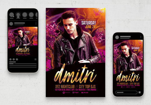 Pink Gold Nightclub Dj Flyer Layout