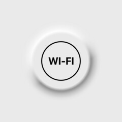 Wifi or wi-fi signal, wireless connection black outline icon. Neomorphism button wlan access. Flat isolated symbol, sign for: illustration, banner, logo, app, design, web, dev, ui, ux. Vector EPS 10