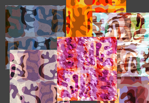 Seamless Pattern Set with Textured Matisse Shapes
