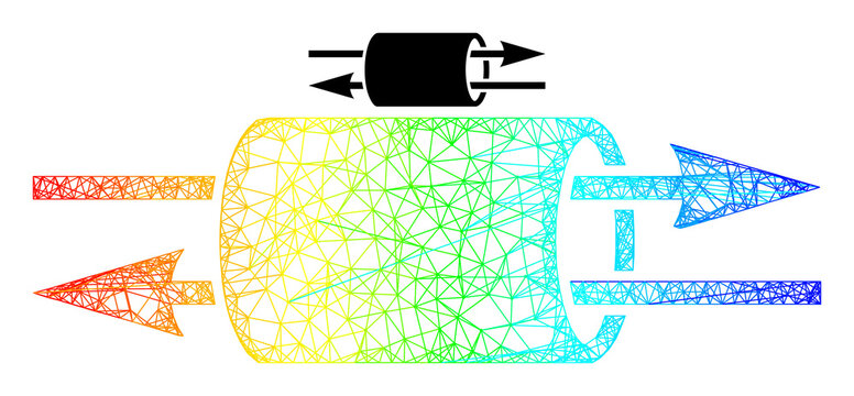 Net mesh VPN pipe frame icon with spectral gradient. Colored frame network VPN pipe icon. Flat mesh created from VPN pipe icon and crossing lines.