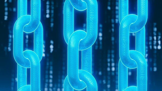 Blockchain technology, blocks linking together form the chain. Cryptocurrency.