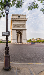 The Arc de Triomphe on the Place de Charles De Gaulle-Paris France.