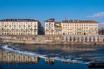 beatiful view of Po River in Turin, Italy