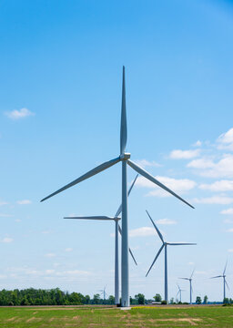 Wind Turbine In The Field In Ontario Canada.