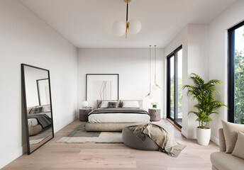 Modern interior design of a master bedroom