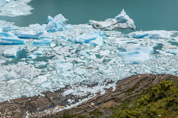 Detail of glacier's recent detachment and melting 
