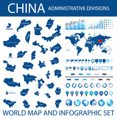 China state administrative divisions and World map
