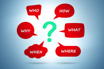Concept of many different questions asked