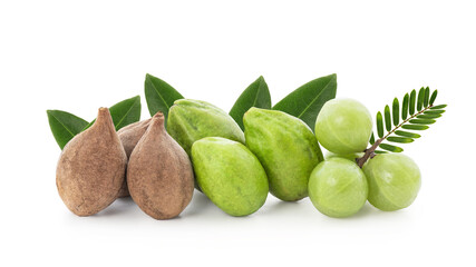 Triphala, ayurvedic fruits isolated on white background with clipping path.