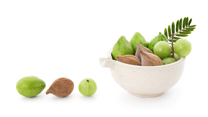 Triphala, ayurvedic fruits isolated on white background with clipping path.