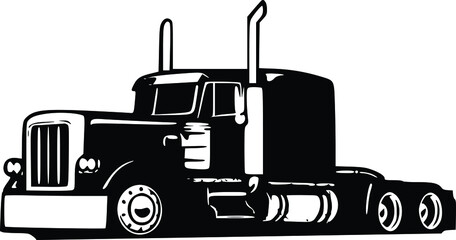 classic american truck vector illustration, truck with black and white background can be used for logo, dump silhouette