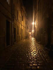 narrow alley at night