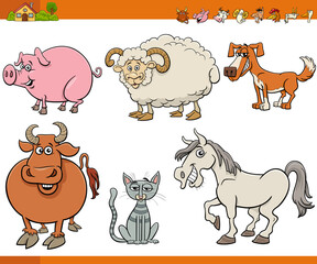 cartoon farm animals comic characters set