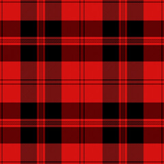 Kerstmis en Nieuwjaar tartan plaid. Schots patroon in rode, zwarte en witte kooi. Schotse kooi. Traditionele Schotse geruite achtergrond. Naadloze stof textuur. vector illustratie