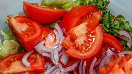 Tomato salad with onions and herbs