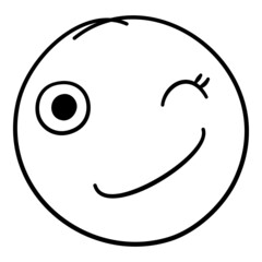 Obraz premium Doodle emoji. Doodles image pictogram, Smile emotion funny face, happy fun emoticon line icon, sad hand drawn, neat outline isolated vector illustration. Illustration of emotion face expression