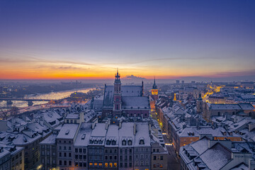 Warszawa - Stare Miasto zimowym świtem