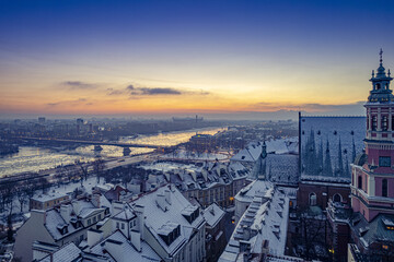 Fototapeta Warszawa - Stare Miasto zimowym świtem obraz