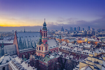 Warszawa - Stare Miasto zimowym świtem