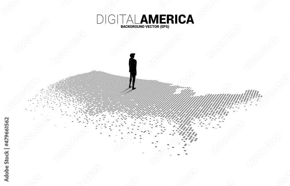 Aufkleber vector businessman standing on united states map from pixel square. concept for america digital netw