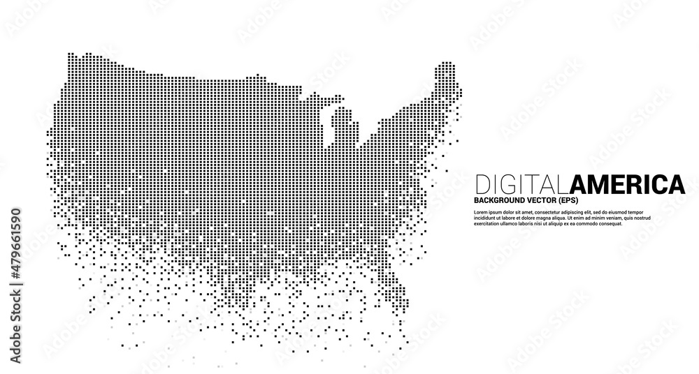 Aufkleber vector united states map from pixel square. concept for america digital network connection.