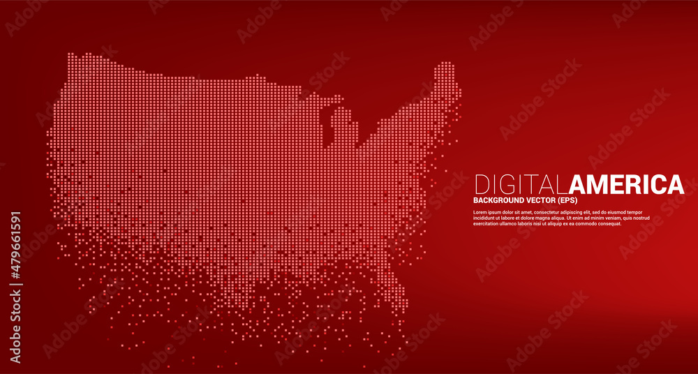 Aufkleber vector united states map from pixel square. concept for america digital network connection.