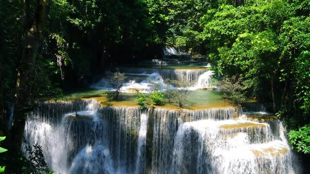 the huay mae kamin waterfall in kanchanaburi thailand
