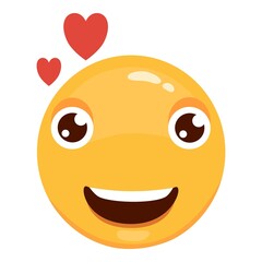 Obraz premium Love eyes emoticon vector Love eyes emoticon facesfaces. Yellow loving fun emoticon, humor mood smileys with hearts, sweet cartoon emoji character isolated on white background