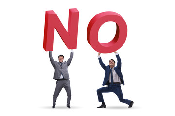Businessmen in the NO disapproval concept