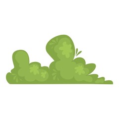 Cartoon hedge set. Garden park green bushes, gardening plants with flowers, forest vegetation, trees bush shrub with branch, bushs for game, hedges vector design. Illustration of spring park green