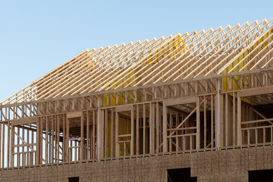 frame and rafters of a house under construction