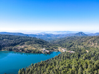 Fototapeta na wymiar Aerial picture of lake and woods