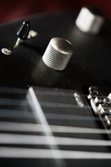 Guitar wallpaper. Musical instrument. Performance. Art. Strings. Electric guitar closeup detail. Music. Play. Volume knob. Black and white.                                                             