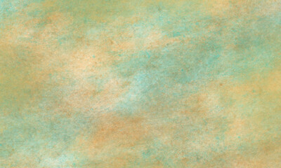 Abstract watercolor background in green, orange and blue tones. Copy space, horizontal banner.	