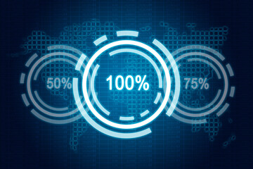 Obraz premium Spreadsheet, analytics data and percentage charts on digital screen.
