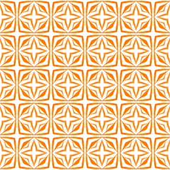 Papier peint Orange Bordure verte bio tendance. Boho agréable orange