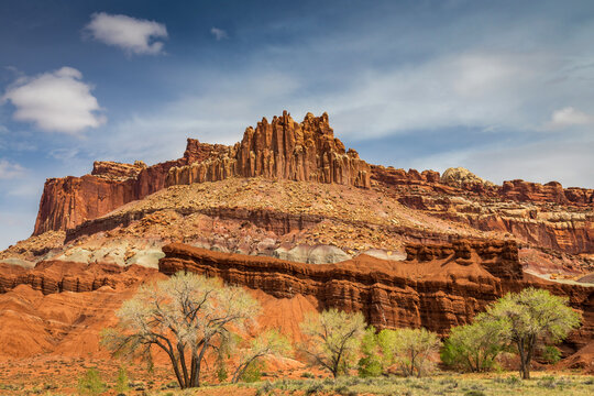 The Castle, a rock formation just above the visitor center in Fruita, Capitol Reef National Park, Utah, USA © peteleclerc