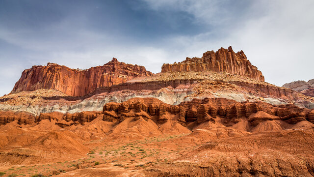 Rock formation resembling a castle in Capitol reef National Park, Utah