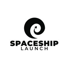 Swirl Spaceship Launch Logo Concept Vector Illustration