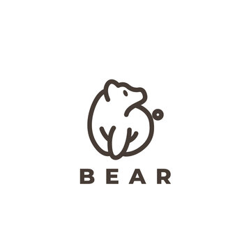 Abstract and Simple Bear Monoline Logo
