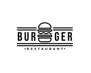 Burger Restaurant Monoline Logo Concept Vector Illustration
