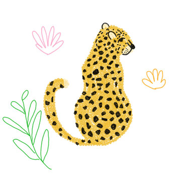 Embroidery Leopard Illustration. Isolated on white background